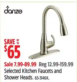 Canadian Tire Danze Selected Kitchen Faucets and Shower Heads offer