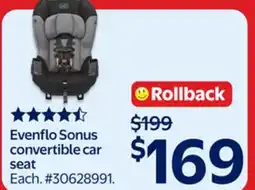 Walmart Evenflo Sonus convertible car seat offer