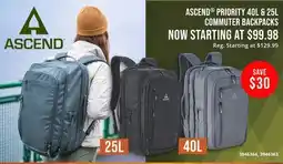 Cabela's ASCEND PRIORITY 40L & 25L COMMUTER BACKPACKS offer