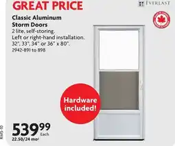 Home Hardware Classic Aluminum Storm Doors offer