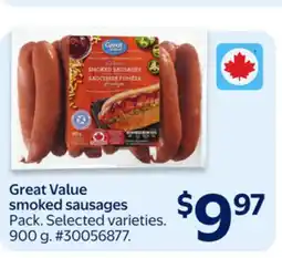 Walmart Great Value smoked sausages offer