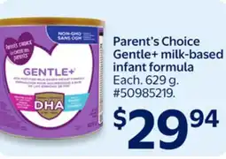 Walmart Parent's Choice Gentle+ milk-based infant formula offer