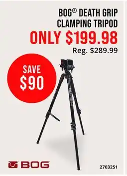 Cabela's BOG DEATH GRIP CLAMPING TRIPOD offer