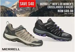 Cabela's MERRELL MEN'S OR WOMEN'S CROSSLANDER 3 HIKERS offer