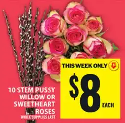Food Basics 10 STEM PUSSY WILLOW OR SWEETHEART ROSES offer