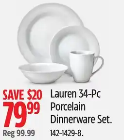 Canadian Tire Lauren 34-Pc Porcelain Dinnerware Set offer