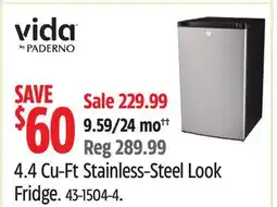 Canadian Tire Vida by Paderno 4.4 Cu-Ft Stainless-Steel Look Fridge offer
