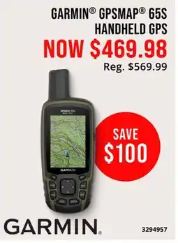 Cabela's GARMIN GPSMAP 65S HANDHELD GPS offer
