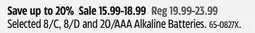 Canadian Tire Selected 8/C, 8/D and 20/AAA Alkaline Batteries offer