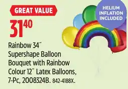Canadian Tire Rainbow 34˝ Supershape Balloon Bouquet with Rainbow Colour 12˝ Latex Balloons, 7-Pc offer