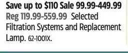 Canadian Tire Rainfresh Selected Filtration Systems and Replacement Lamp offer