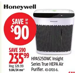 Canadian Tire Honeywell HPA5250WC Insight Series True HEPA Air Purifier offer