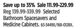 Canadian Tire Selected Bathroom Spacesavers and Medicine Cabinets offer