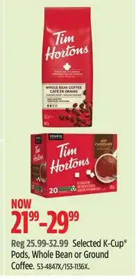Canadian Tire Keurig Selected K-Cup Pods, Whole Bean or Ground Coffee offer