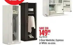Canadian Tire Sauder 2-Door Wardrobe, Espresso or White offer