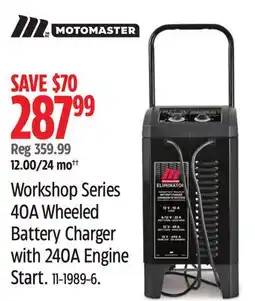 Canadian Tire MotoMaster Workshop Series 40A Wheeled Battery Charger with 240A Engine offer
