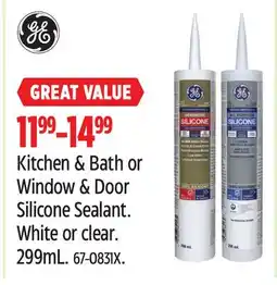 Canadian Tire GE Kitchen & Bath or Window & Door Silicone Sealant offer