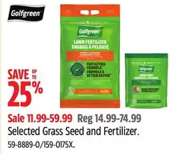 Canadian Tire Golfgreen Selected Grass Seed and Fertilizer offer