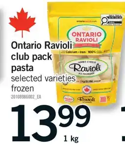 Fortinos ONTARIO RAVIOLI CLUB PACK PASTA offer