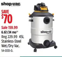 Canadian Tire 45L Stainless-Steel Wet/Dry Vac offer