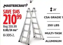 Canadian Tire Mastercraft CSA Grade 1 Aluminum Multi-Task Ladder, 21-ft, 250-lb offer