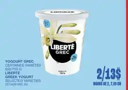 Wholesale Club YOGOURT GREC LIBERTÉ, 650/750G offer
