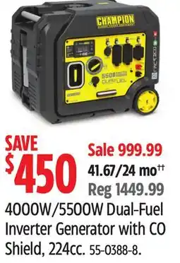 Canadian Tire Champion 4000W/5500W Dual-Fuel Inverter Generator with CO Shield, 224cc offer
