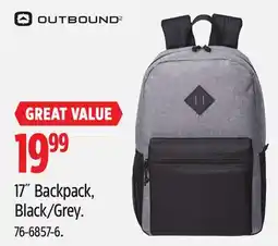 Canadian Tire Outbound 17 Backpack, Black/Grey offer
