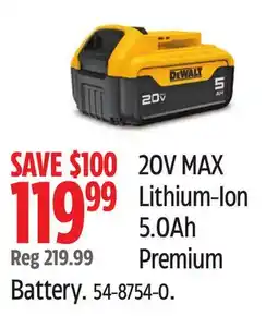 Canadian Tire DEWALT 20V MAX Lithium-Ion 5.0Ah Premium offer