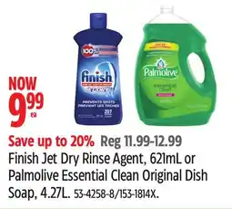 Canadian Tire Finish Jet Dry Rinse Agent, 621mL or Palmolive Essential Clean Original Dish Soap, 4.27L offer