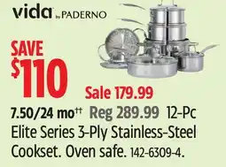 Canadian Tire Vida by PADERNO Elite Series 3-Ply Stainless-Steel Cookset offer