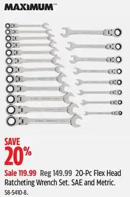 Canadian Tire MAXIMUM 20-Pc Flex Head Ratcheting Wrench Set offer