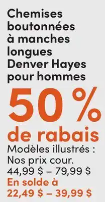 L'équipeur Chemises boutonnées à manches longues Denver Hayes pour hommes offer