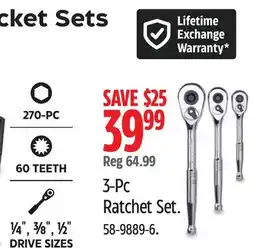 Canadian Tire Mastercraft 3-Pc Ratchet Set offer