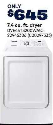 RONA Samsung 7.4 cu. ft. dryer offer