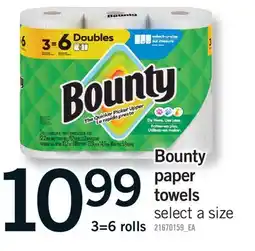 Fortinos BOUNTY PAPER TOWELS, 3=6 ROLLS offer