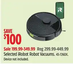 Canadian Tire iRobot Selected iRobot Robot Vacuums offer