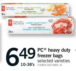 Fortinos PC HEAVY DUTY FREEZER BAGS, 10-38'S offer