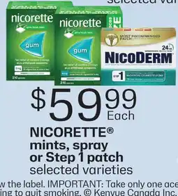 Fortinos NICORETTE MINTS, SPRAY OR STEP 1 PATCH offer