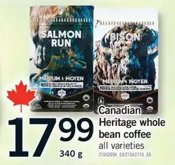 Fortinos CANADIAN HERITAGE WHOLE BEAN COFFEE offer