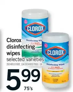 Fortinos CLOROX DISINFECTING WIPES, 75'S offer