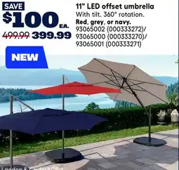 RONA Landon & Co. by RONA 11 LED offset umbrella, Red, grey, or navy offer