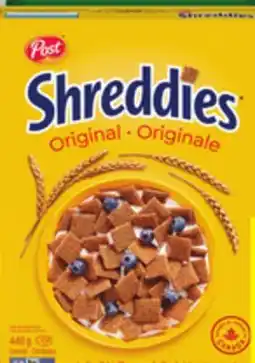 Food Basics POST SHREDDIES CEREAL, GENERAL MILLS HONEY NUT CHEERIOS, KELLOGG'S RICE KRISPIES offer