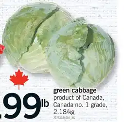 Fortinos GREEN CABBAGE offer