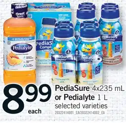 Fortinos PEDIASURE, 4X235 ML OR PEDIALYTE, 1 L1 L offer