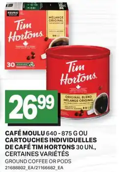 L'Intermarché CAFÉ MOULU 640 - 875 G OU CARTOUCHES INDIVIDUELLES DE CAFÉ 30 UN. | GROUND COFFEE OR PODS offer