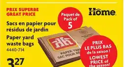 Home Hardware Paper yard waste bags offer