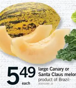 Fortinos LARGE CANARY OR SANTA CLAUS MELON offer