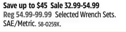 Canadian Tire MAXIMUM Selected Wrench Sets offer