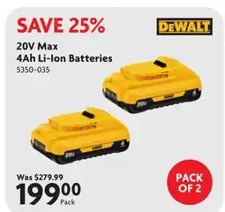 Home Hardware 20V Max 4Ah Li-Ion Batteries offer